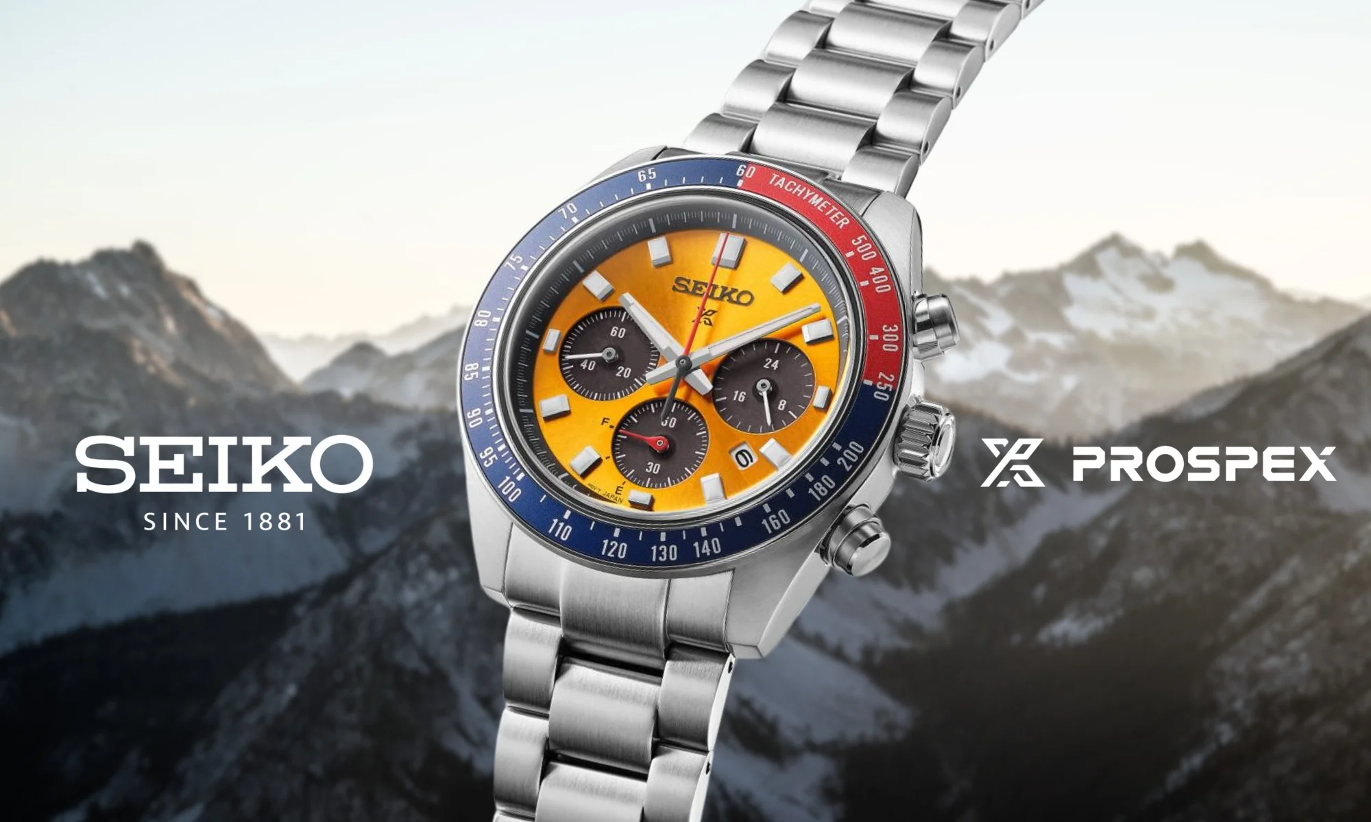 Seiko Prospex kronograf i rostfritt stål med gul tavla