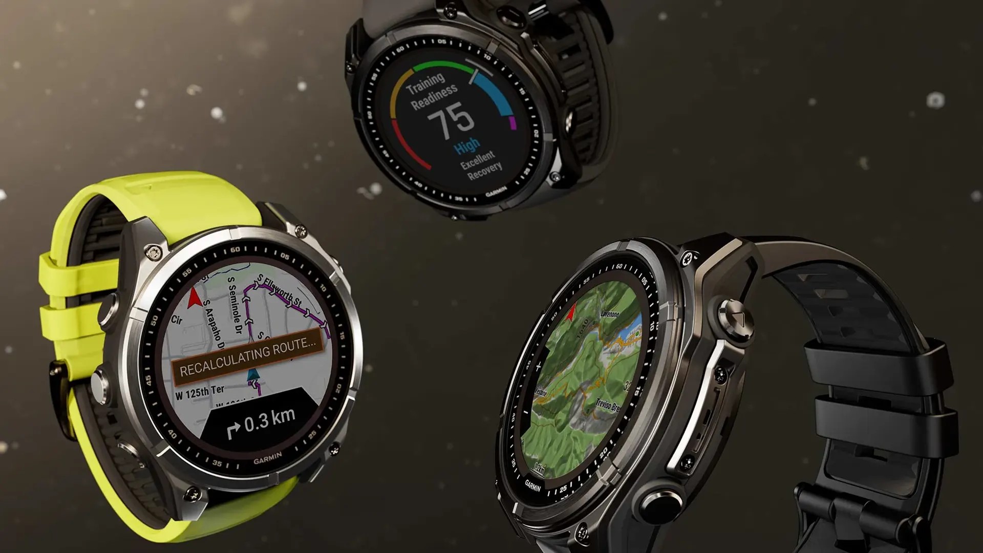 Tre olika modeller av Garmin fenix 8