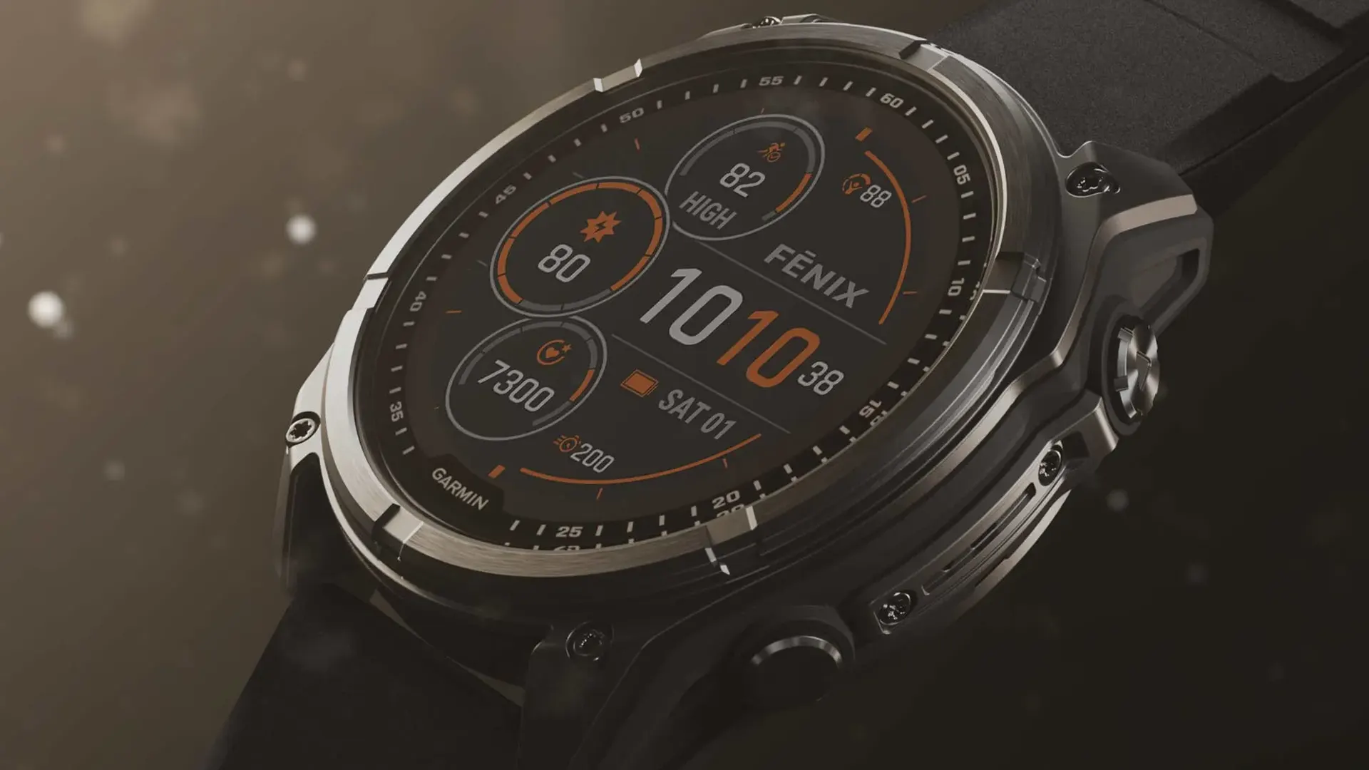 Garmin fenix 8 närbild av display med solceller