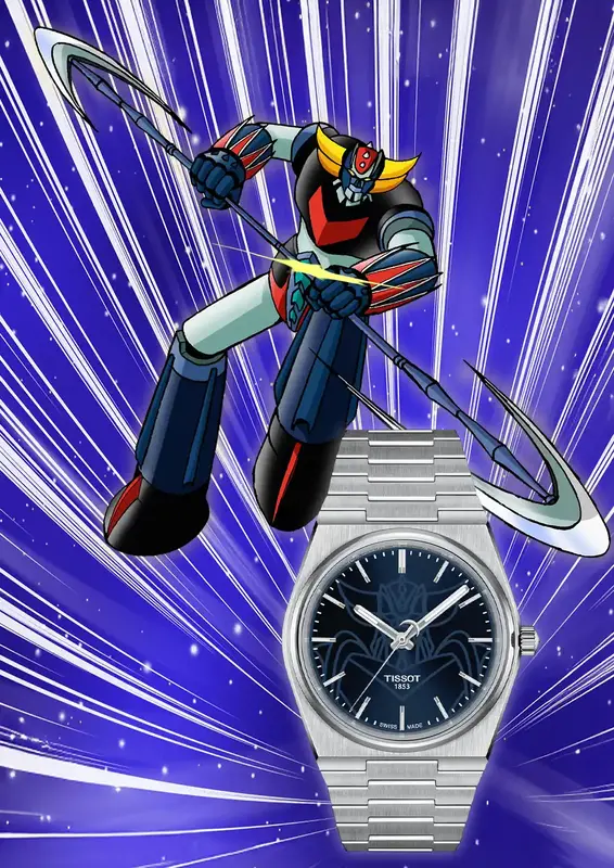 TISSOT PRX 40mm UFO Robot Grendizer Special Edition klocka och robot